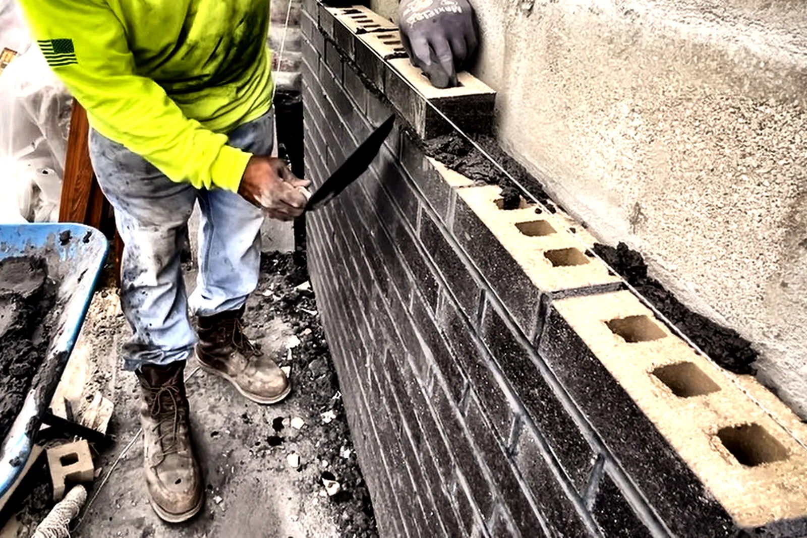 Brick veneer over CMU